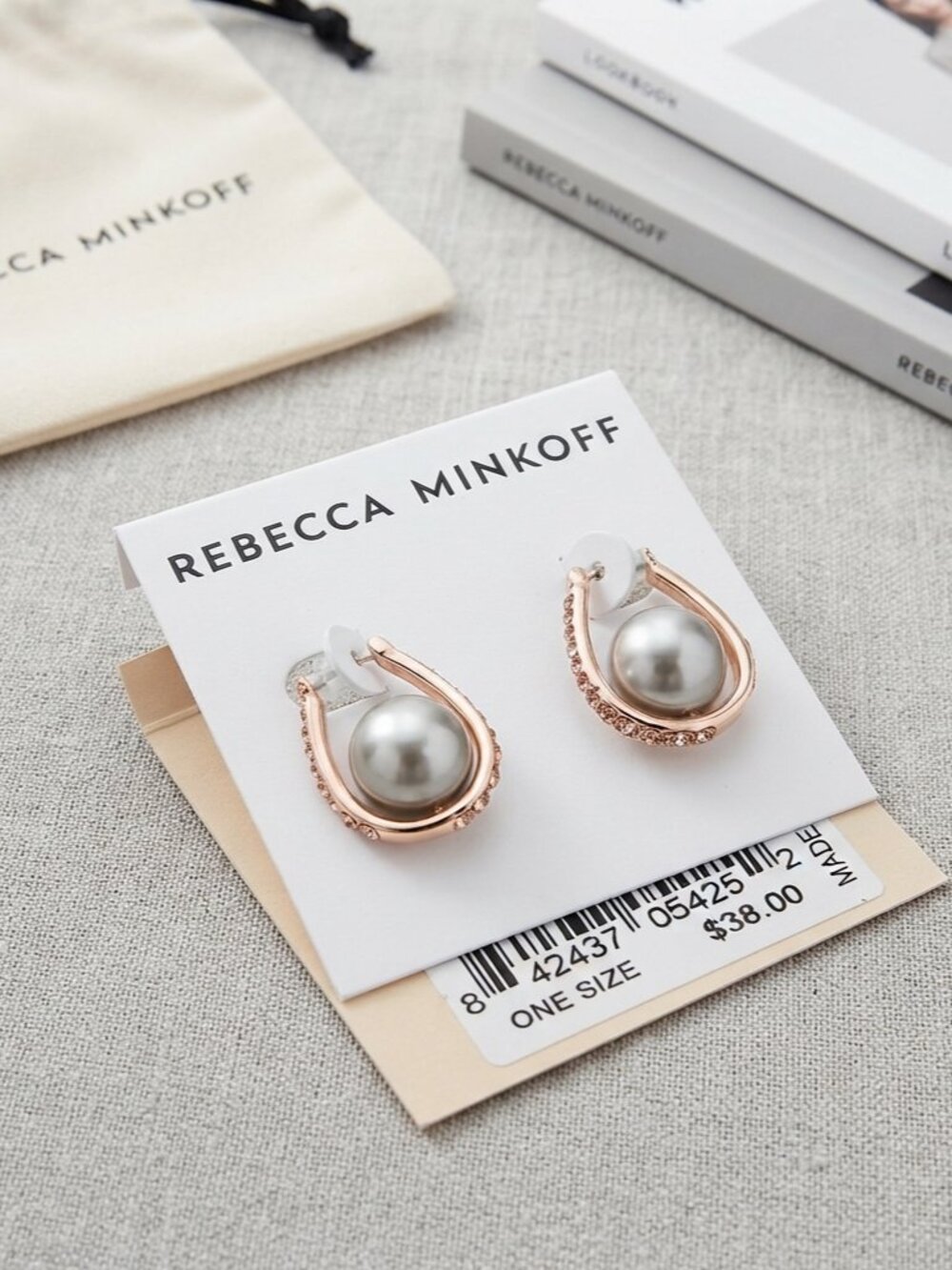 Rebecca Minkoff Rose Gold Imitation gray Pearl Door Knocker